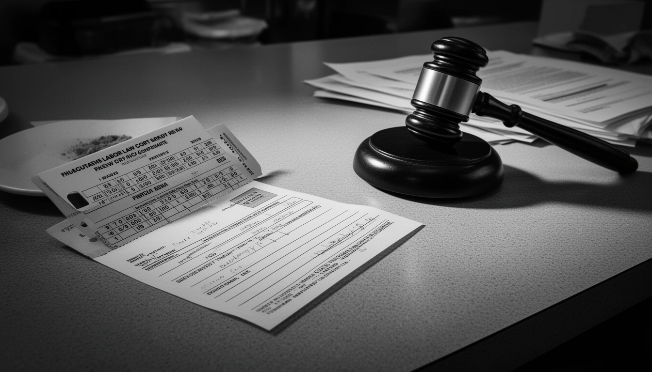 Dairy Queen labor lawsuit New York — fast food restaurant paycheck and legal documents with gavel