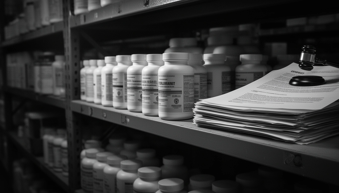 TruLife Distribution lawsuit — supplement bottles and federal court complaint with gavel