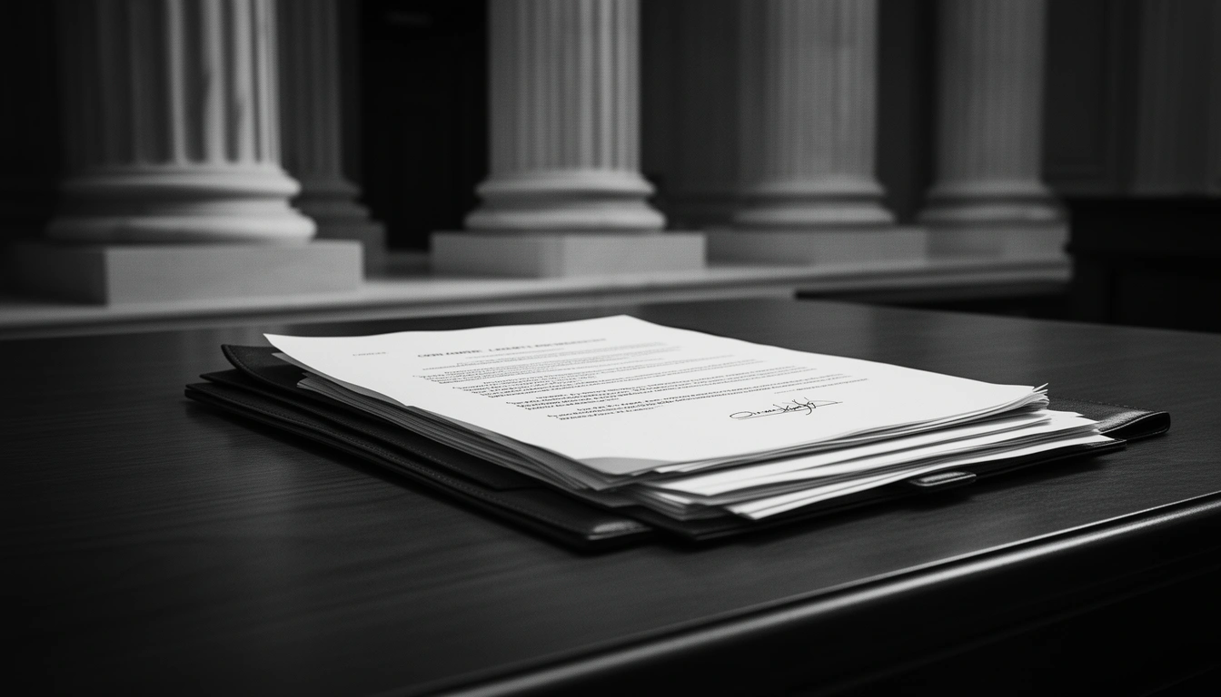 Civil lawsuit complaint and court filing documents on a courthouse table