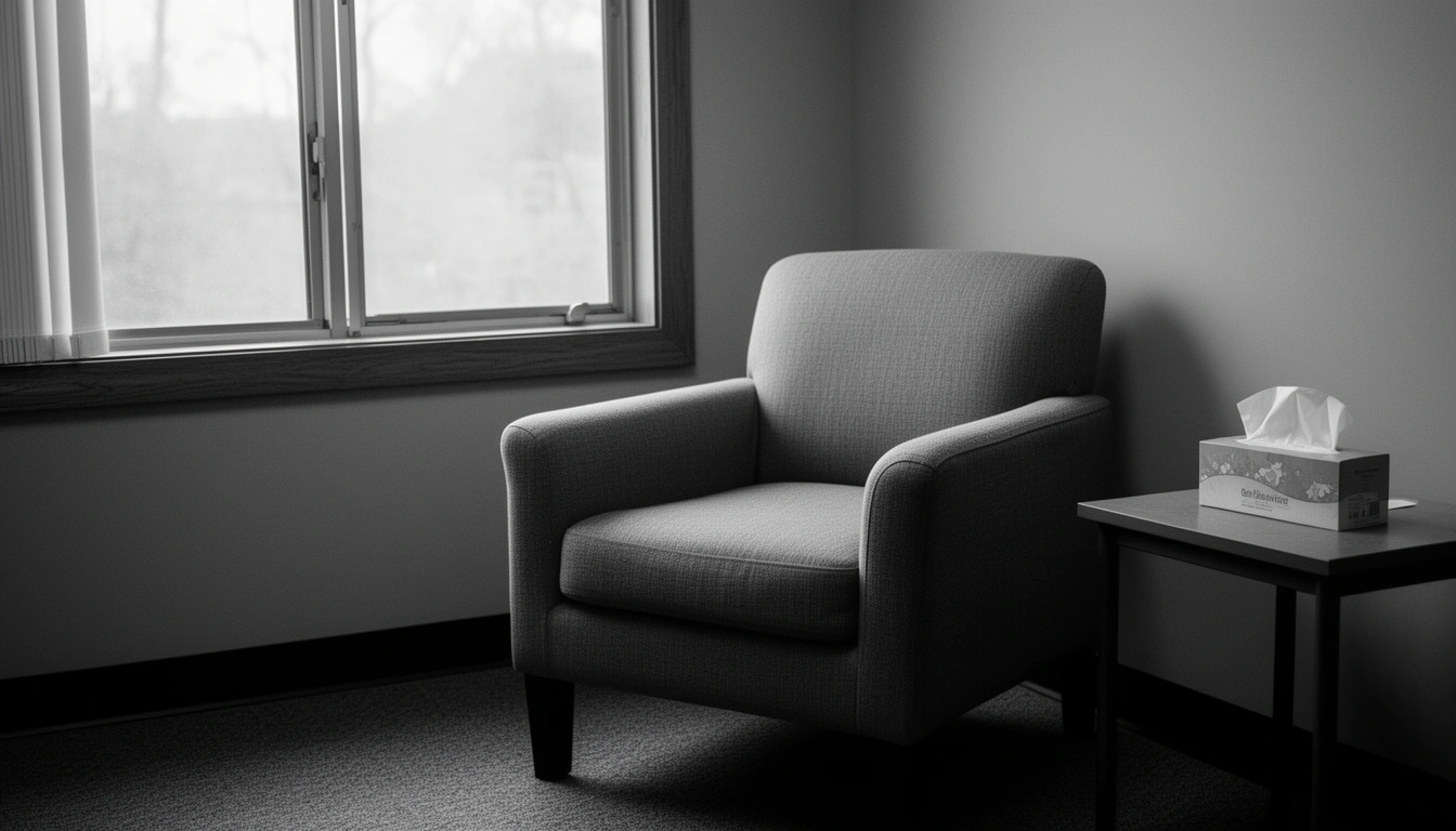 Empty chair in a therapy office representing an emotional distress lawsuit