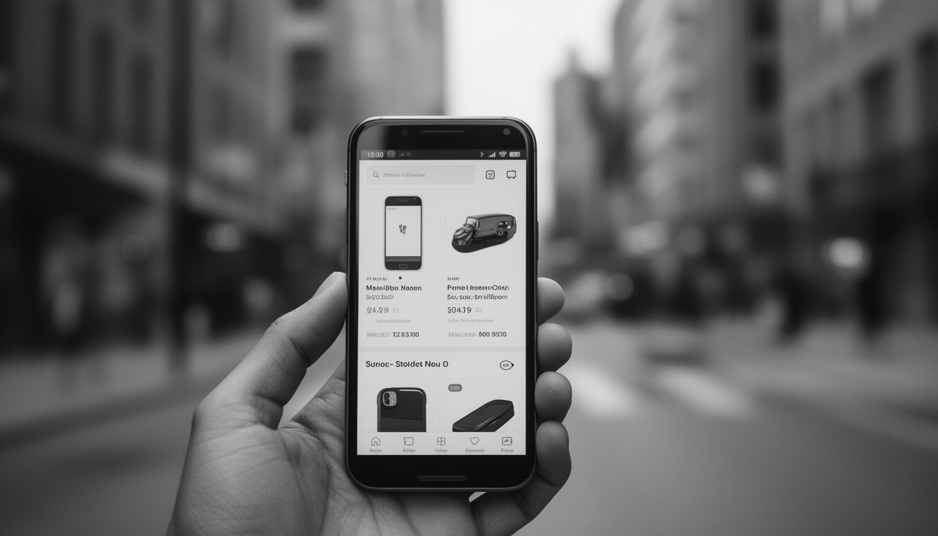 Online shopping platform interface on mobile phone — e-commerce credibility check